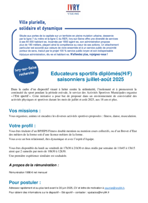 Educateurs_ sportifs_ diplomés_ saisonniers (H/F)