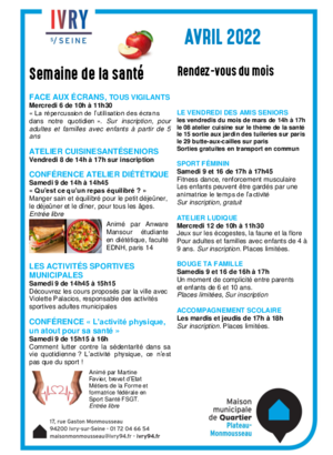 Programme avril 2022