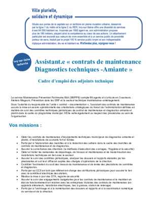 Assistante contrat de maintenance - diagnostics amiante