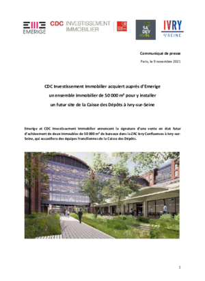 CDC Investissement Immobilier, futur site de la Caisse des Dépôts - 09/11