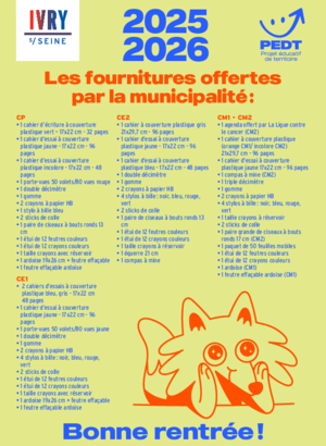 Liste des fournitures scolaire 2025/2026