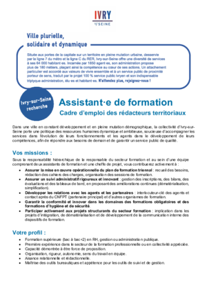 Assistant-e de formation