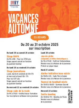 Programme complet des vacances d'automne