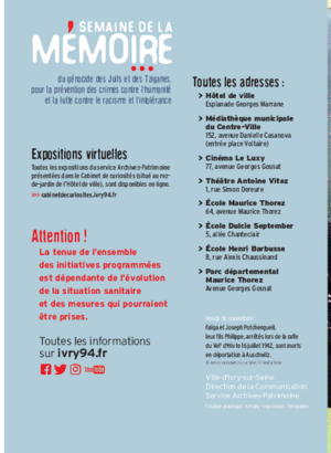 Programme de la semaine de la mémoire 2022