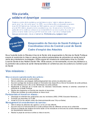 responsable du service santé publique & coordinateur du contrat local de santé
