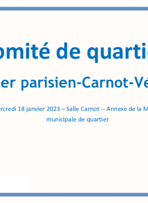 Comité de quartier - Janvier 2023