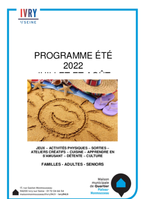 MDQ Plateau-Monmousseau - Programme de l'été