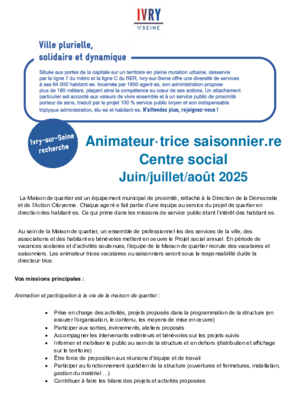animateur-trice - période estivale 2025